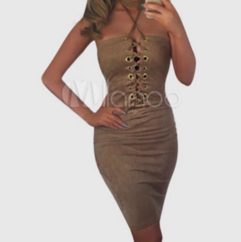 Dress midi Lace up Halter